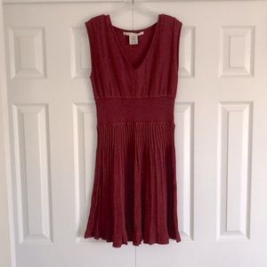 Max Studio Red Knit Smocked Waist Dress